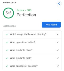 Google Word Coach Maximum Score