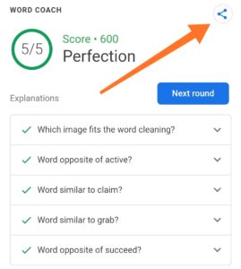 Google Word Coach Score Share